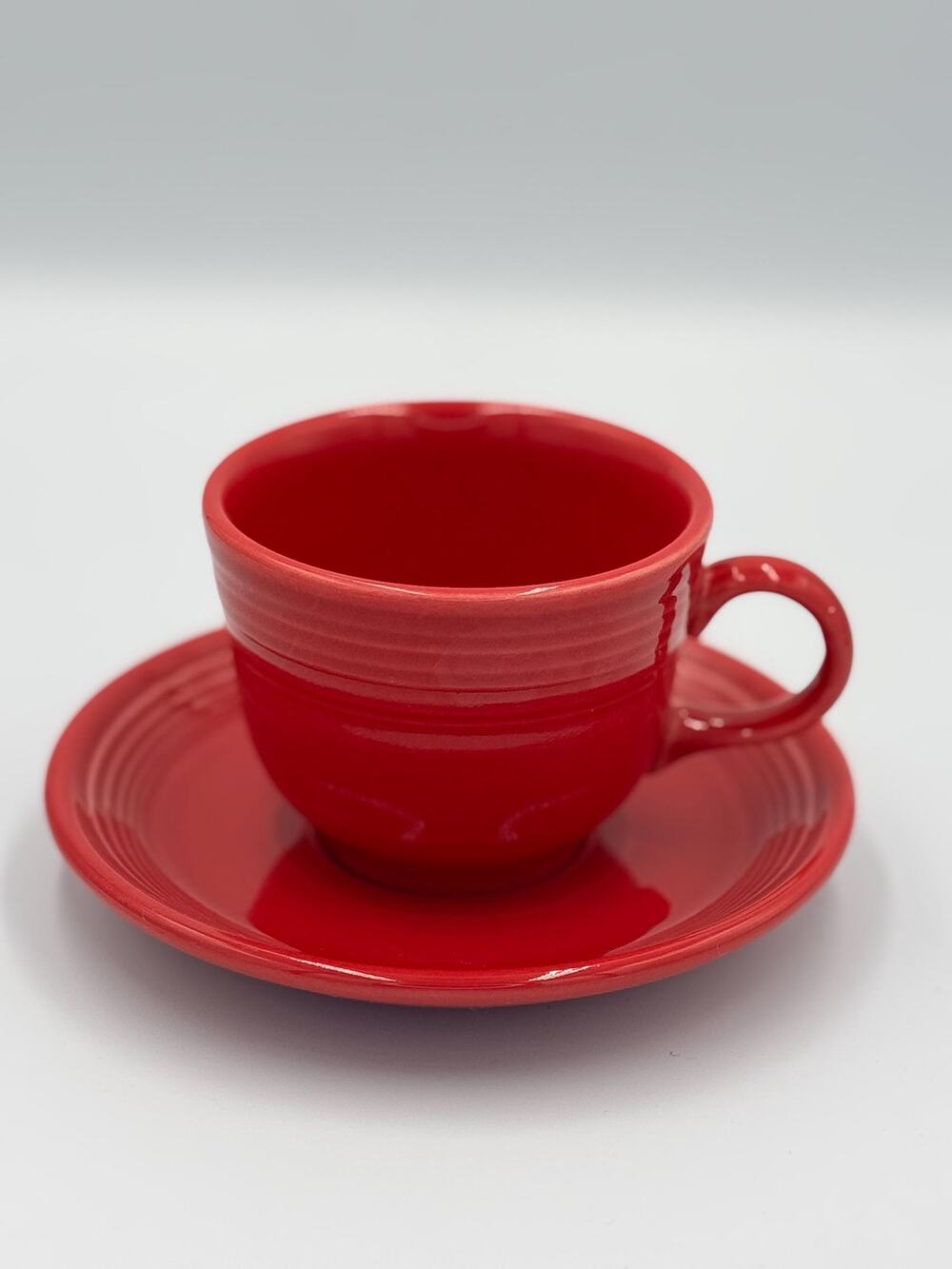 Fiesta by Homer Laughlin Teacup and Saucer Set - Scarlet Red